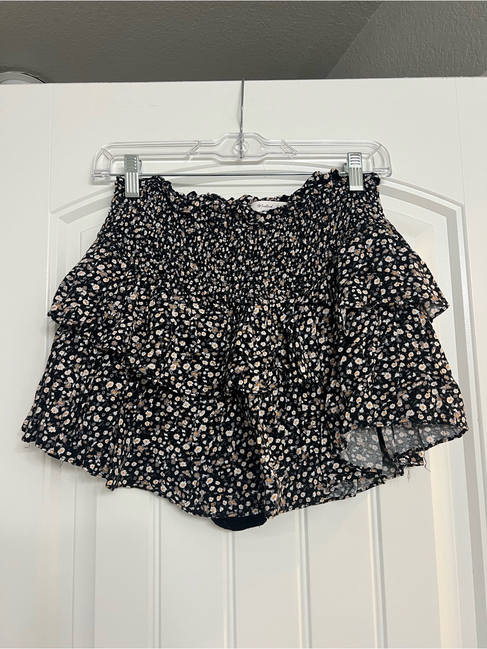 Floral Ruffle Mini Skort - Black